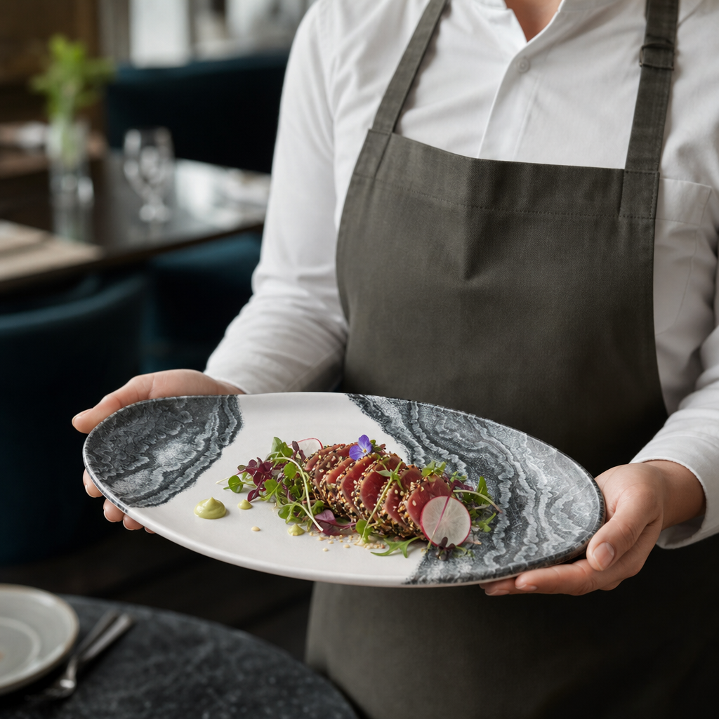 Organic Platters 220x130mm Black Ceramic for Modern Hospitality (Pack of 6)