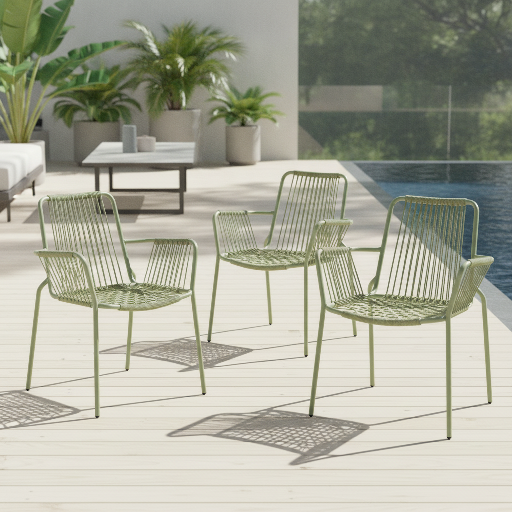 Polyester Green Melbourne Rope Design Armchairs 813mm for Outdoor Use (Pack of 4)