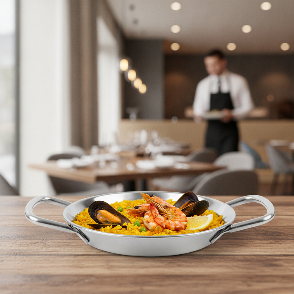 Stainless Steel Mini Paella Pan 150mm for Serving Dishes