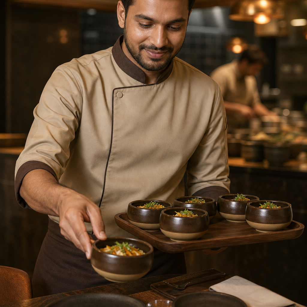 Brown Deep Bowls 255ml Brown Vitrified Ceramic for Dining (Pack of 12)