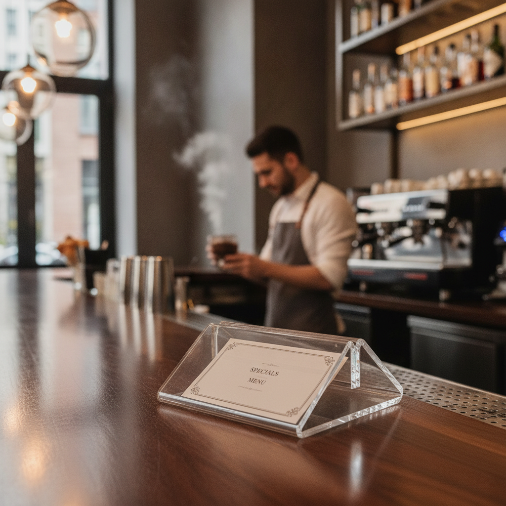 Clear Perspex Holder for Restaurants & Cafés