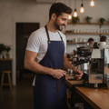 Cotton Canvas Bib Apron Navy Blue for Artisan Cafés