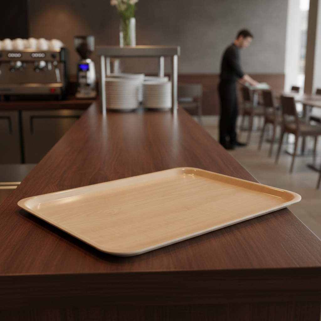 Laminate Rectangular Tray with Birch Finish for Cafeterias
