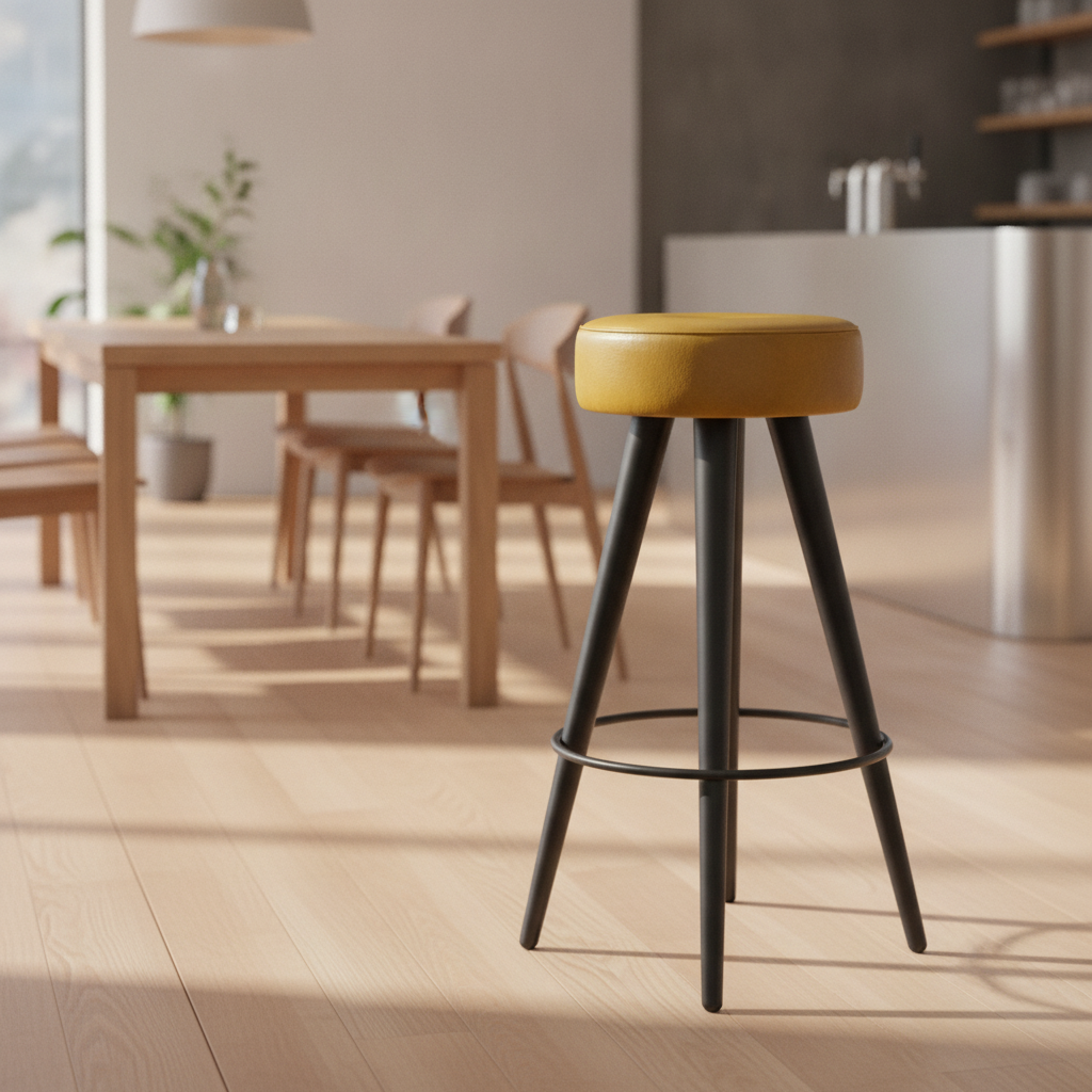 Genuine Leather Stool with Steel Frame 790mm for Hospitality Use