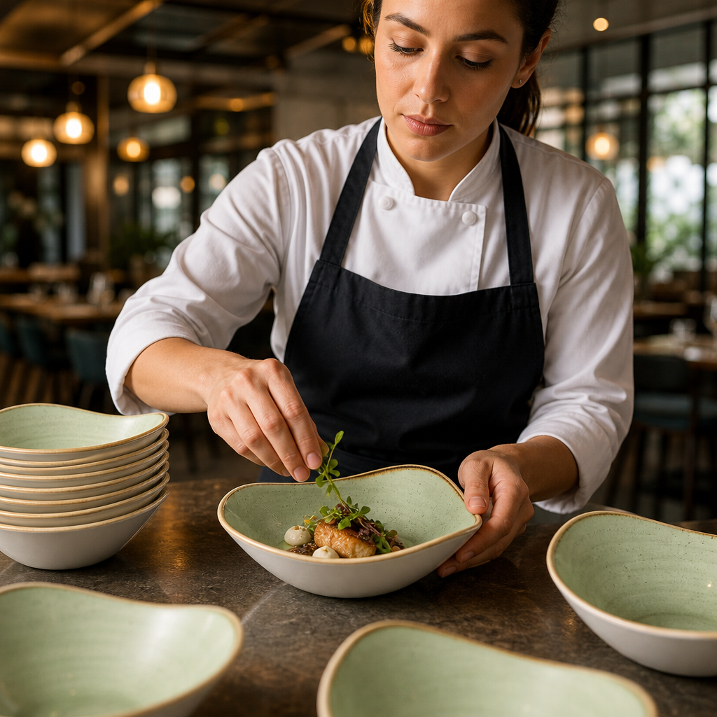 Bowls 150mm Sage Green Vitrified Ceramic for Food Presentation (Pack of 12)