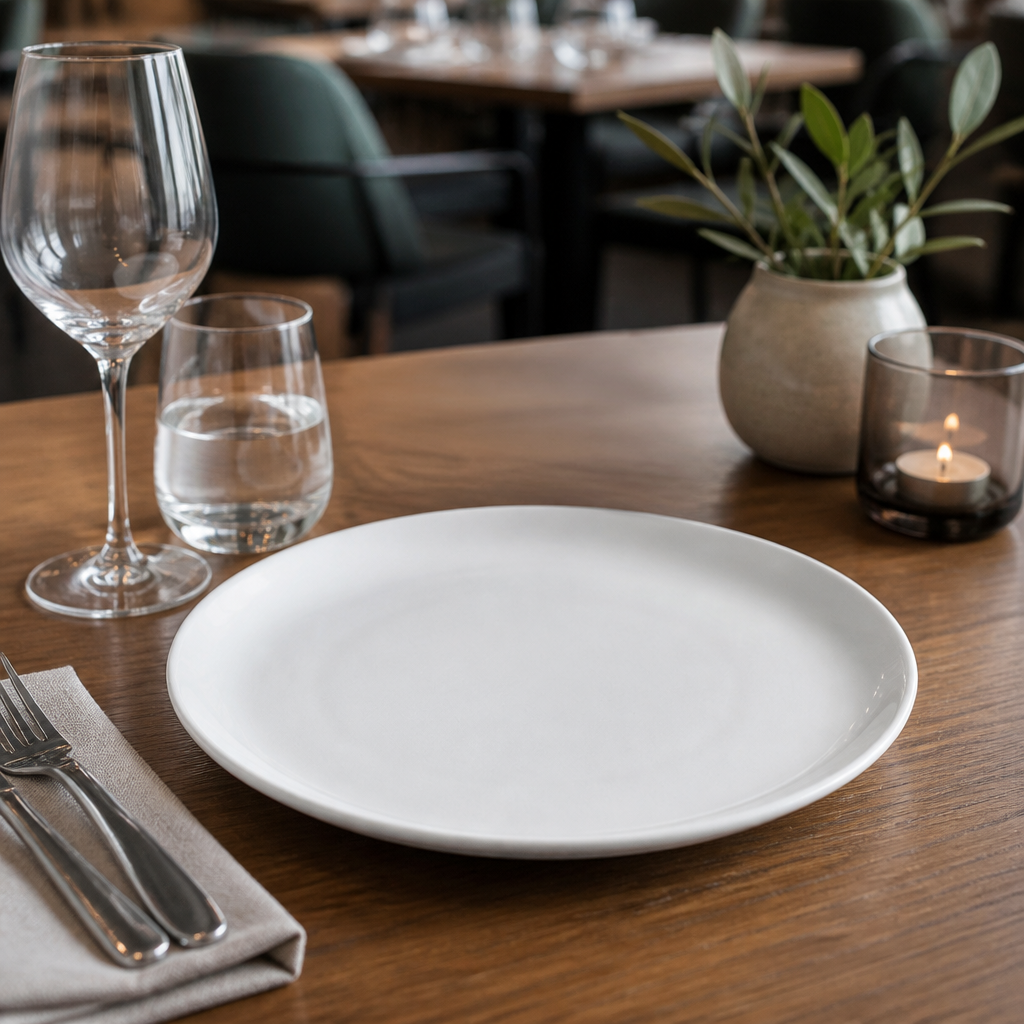 Coupe Plates 260mm White Vitrified Porcelain for Restaurants & Cafés (Pack of 12)