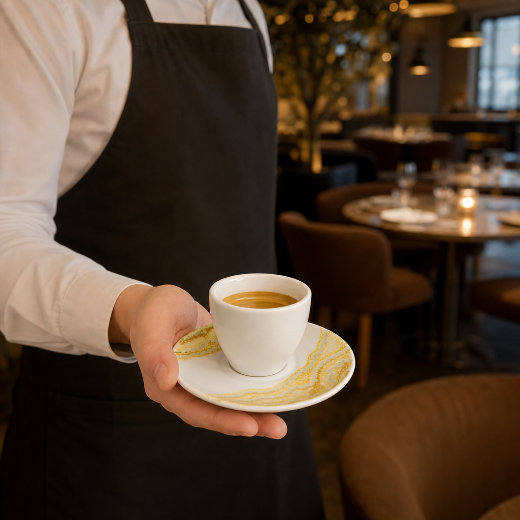 Espresso Saucers 115mm Gold Vitrified Ceramic for Modern Hospitality (Pack of 12)