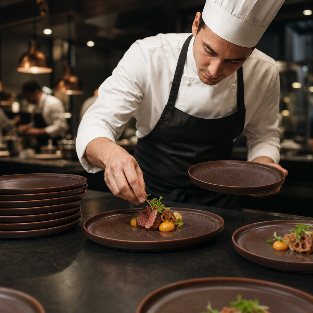 Fire Plates Hand-Crafted Look Porcelain for Professional Use (Pack of 24)