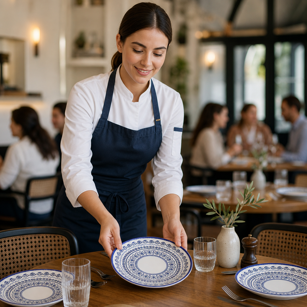 Coupe Plates 222mm Blue Vitrified Stoneware for Dining (Pack of 12)