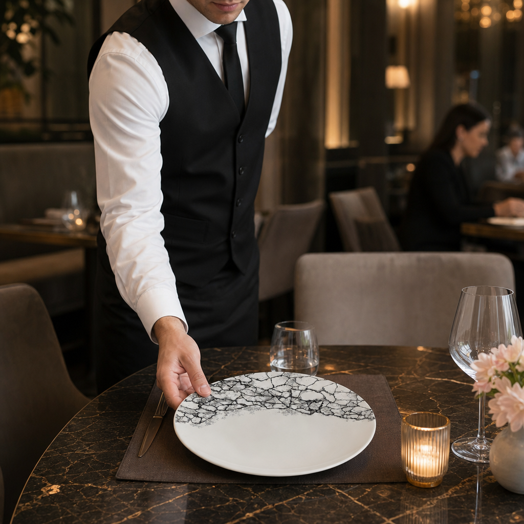 Coupe Plates 288mm Black Vitrified Ceramic for Modern Table Settings (Pack of 12)