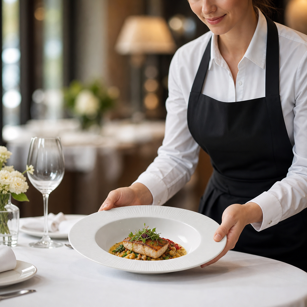 Large Design Wide Rim Bowls Porcelain for Catering (Pack of 12)