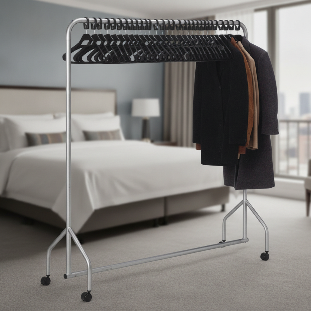 Metal Garment Rail 30 Capacity for Hotel Rooms & B&Bs