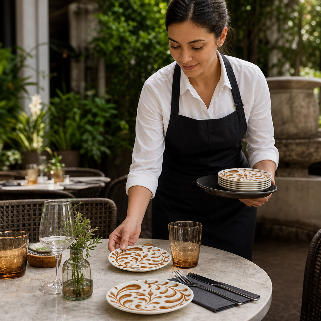 Coupe Plates 152.5mm Amber Vitrified Ceramic for Outdoor Dining (Pack of 12)