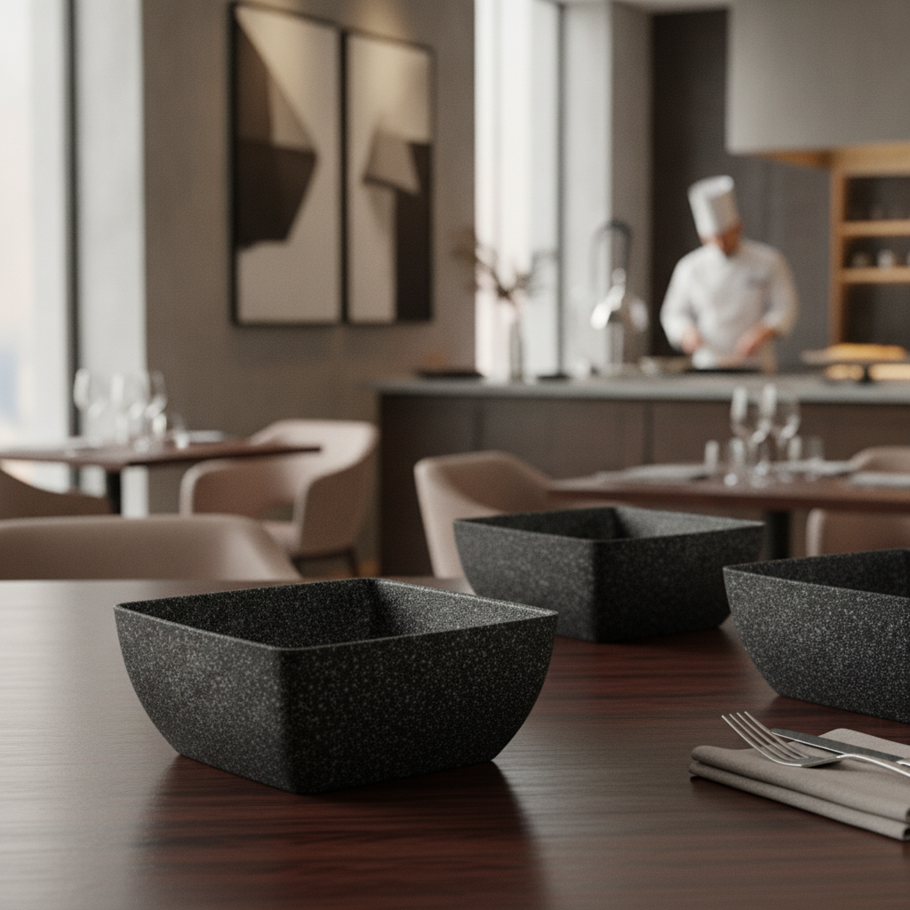 Cast Aluminium Black Bowl 1.5L for Stylish Table Settings