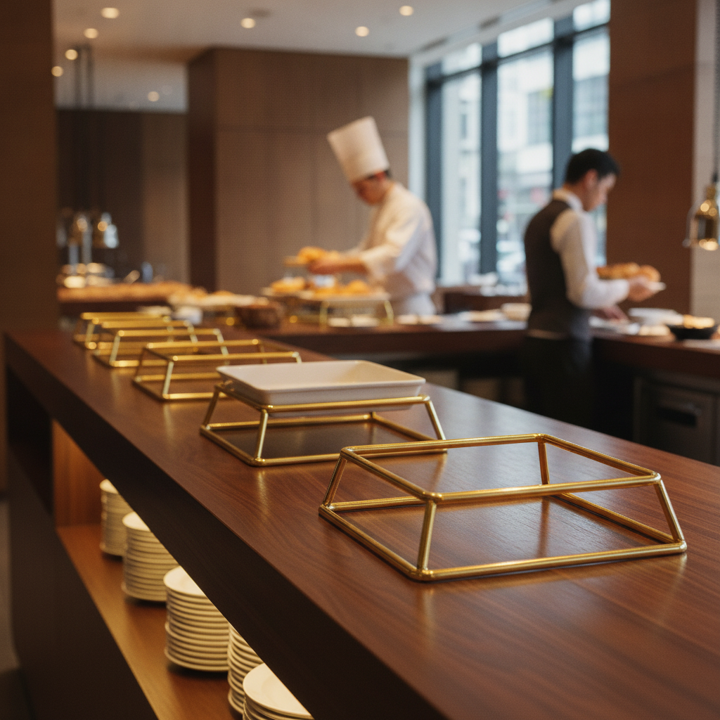 Steel Buffet Stand with Gold Finish for Elegant Displays