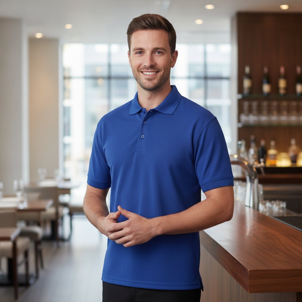 Polycotton Royal Blue Unisex Polo Shirt for Hospitality Staff