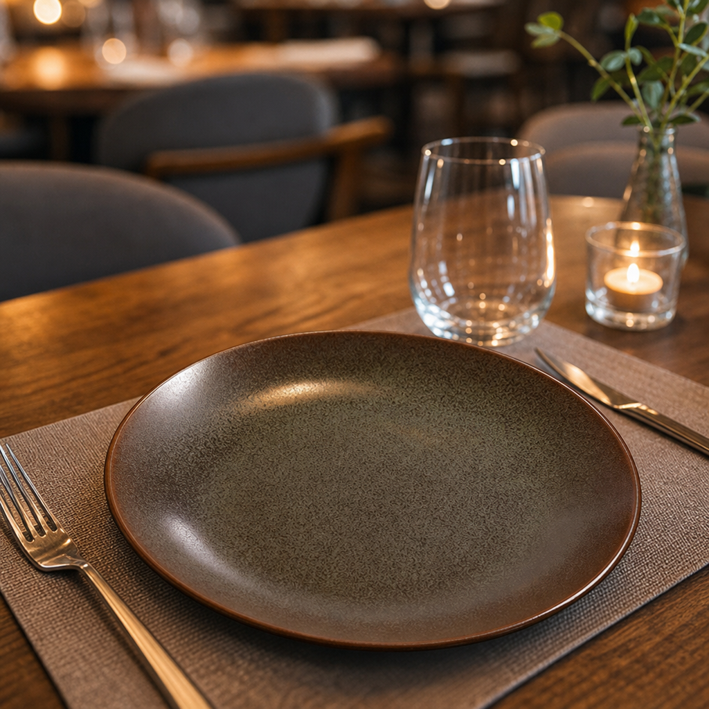 Fire Coupe Plates Timber Colour Porcelain for Professional Use (Pack of 24)