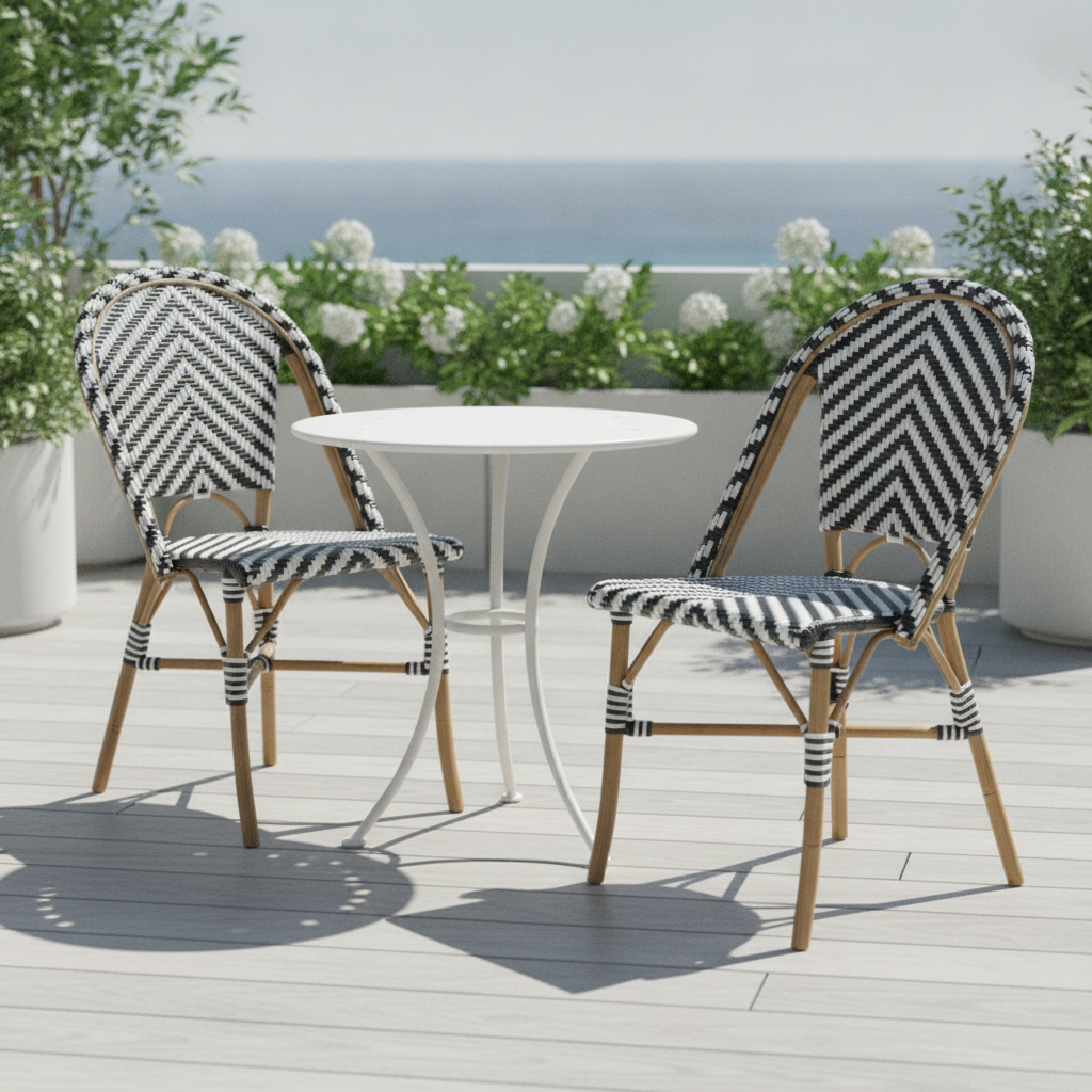 Aluminium & PE Wicker Rattan Side Chairs Black 890x564mm for Outdoor Spaces (Pack of 2)