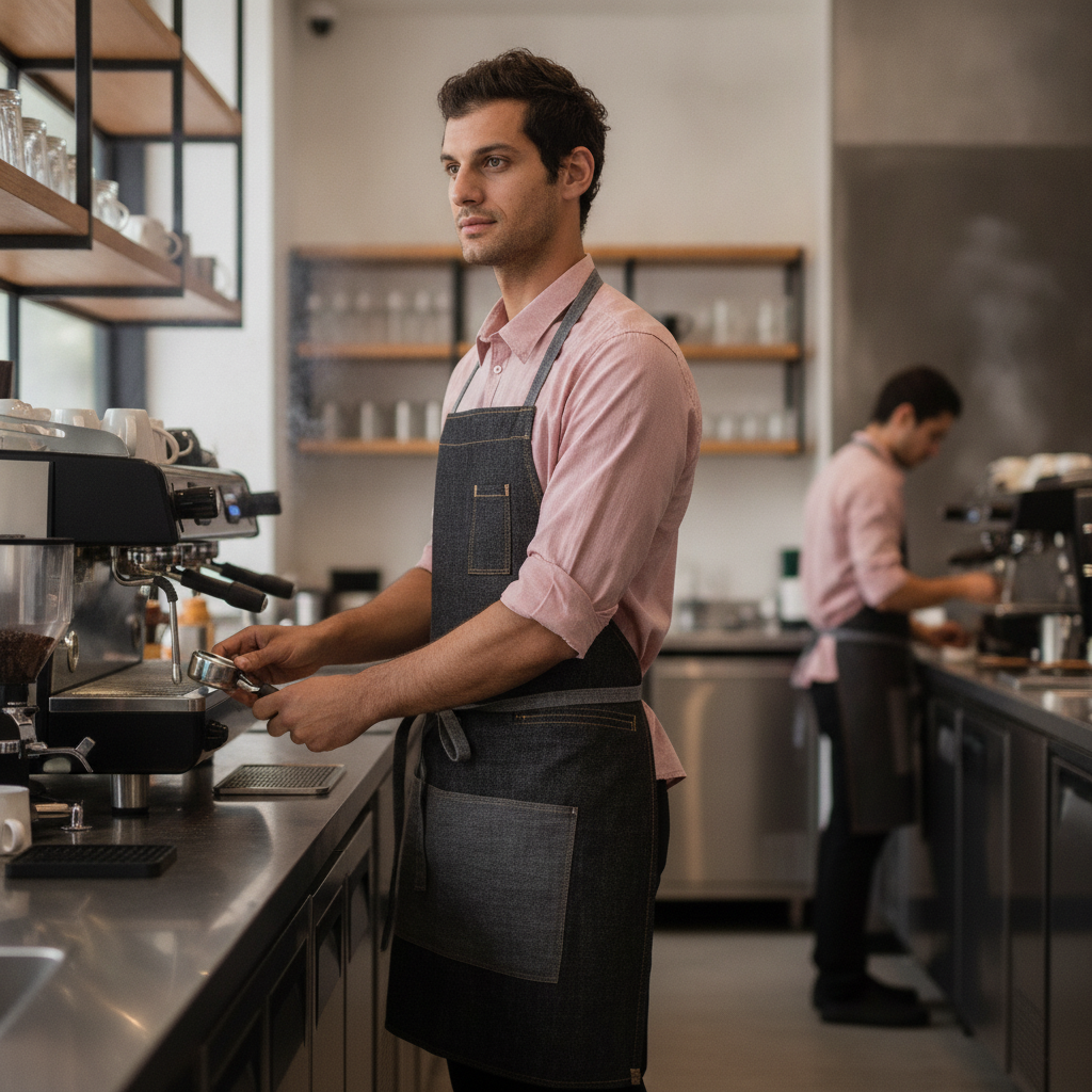 Cotton Black Half Bistro Apron for Restaurants & Cafés
