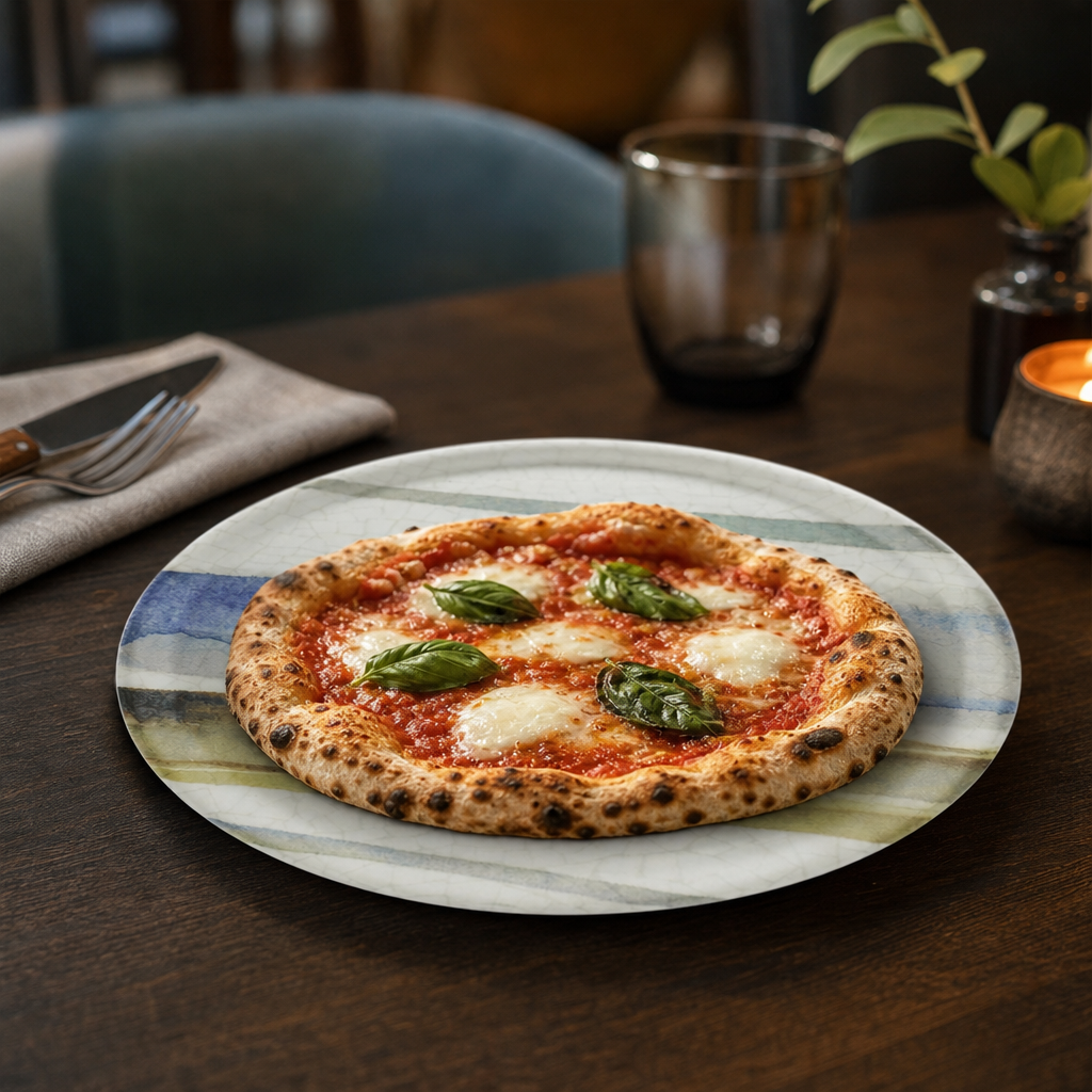 Porcelain Napoli Pizza Plates with Striped Design for Restaurants & Pizzerias (Pack of 6)