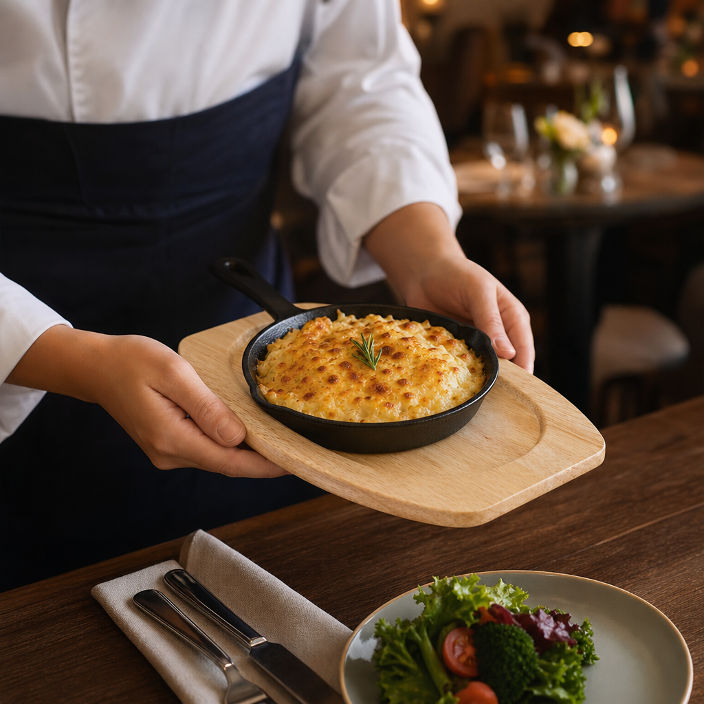 Hevea Wood Serving Board 315x170mm for Hot Dishes
