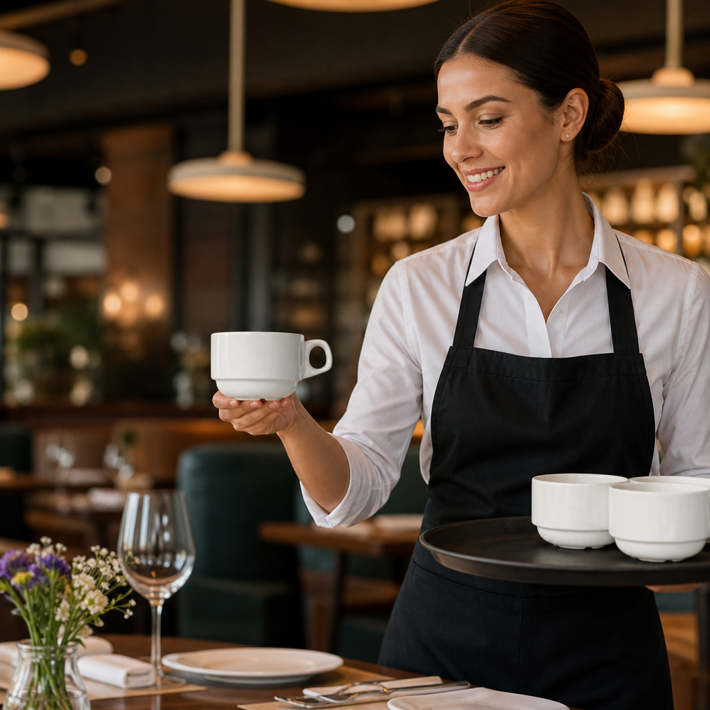 Stacking Cups 10oz White Porcelain for Dining Environments (Pack of 36)