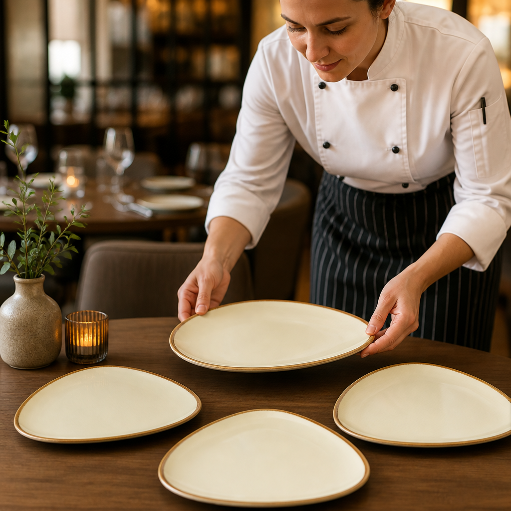 Triangular Plates 280mm Porcelain for Table Settings (Pack of 4)