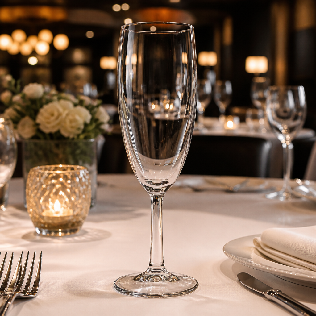 Clear Glass Champagne Flutes 170ml for Events & Banqueting (Pack of 48)