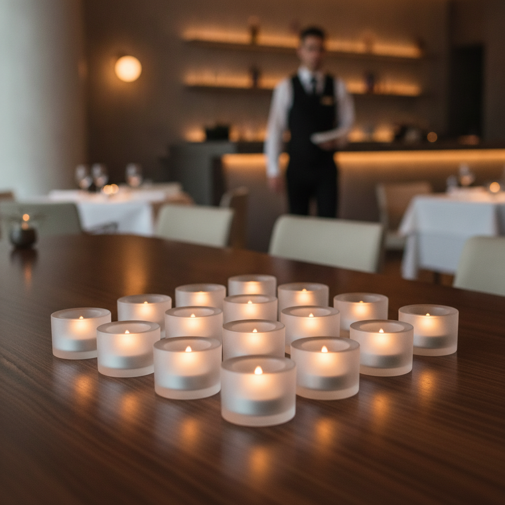 Soda Lime White Tealight Holders 60mm for Restaurants & Events (Pack of 12)