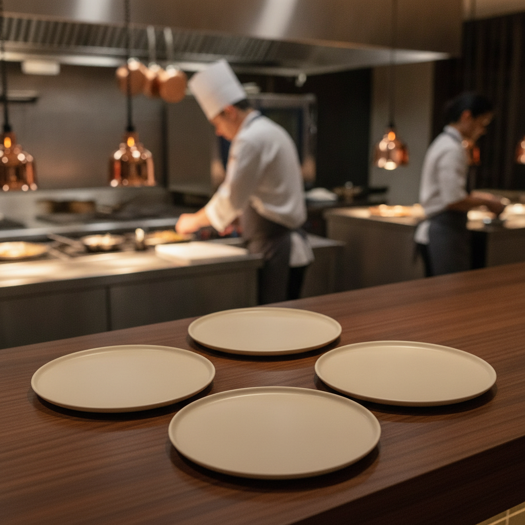 Porcelain Plates 260mm in Matt Sand for Catering & Hospitality (Pack of 3)