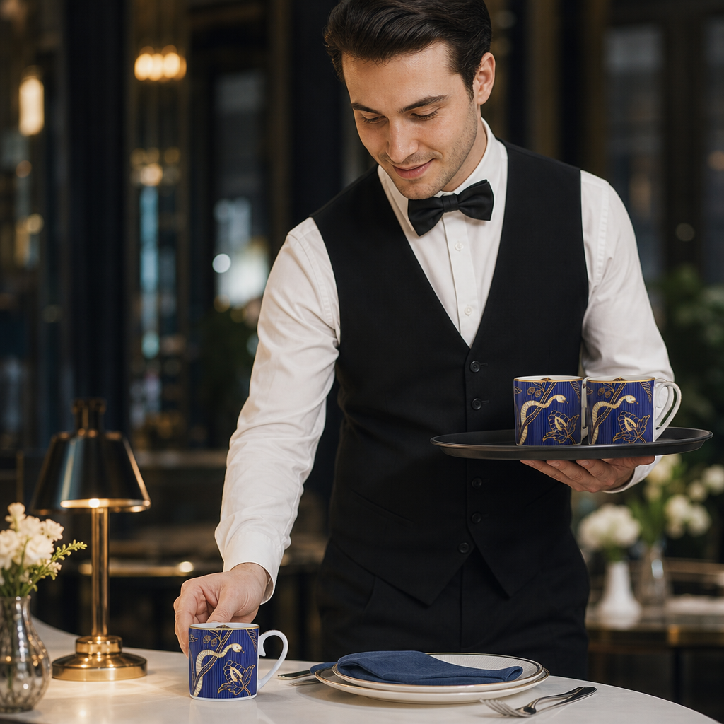 Bone China Coffee Can Cups 100ml in Dark Blue for Upscale Dining (Pack of 12)