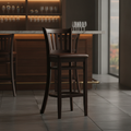 Rubber Wood Bar Chair with Bison Espresso Seat 1100mm for Commercial Use