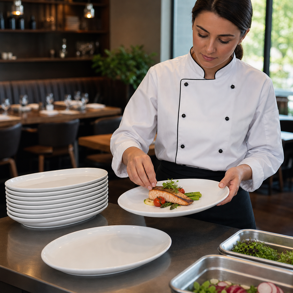 Oval Coupe Plates 254x197mm Porcelain for Catering & Hospitality (Pack of 12)