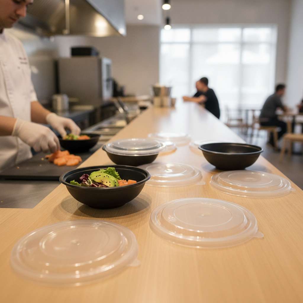 Polypropylene Poke Bowl Lid 600ml for Food Storage (Pack of 300)