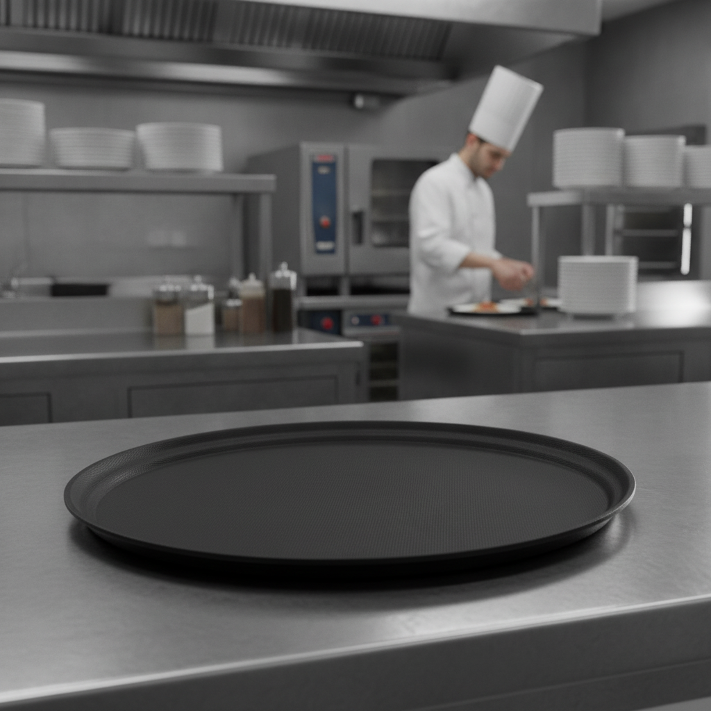 Fibreglass Black Non-Slip Oval Tray 685mm for Efficient Service