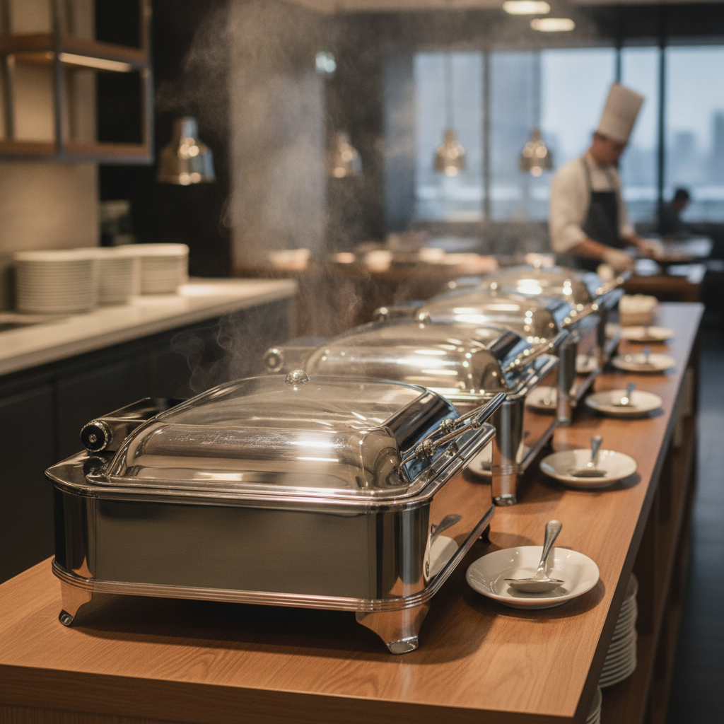 304 Stainless Steel Square Electric Chafer 6L for Buffet Use