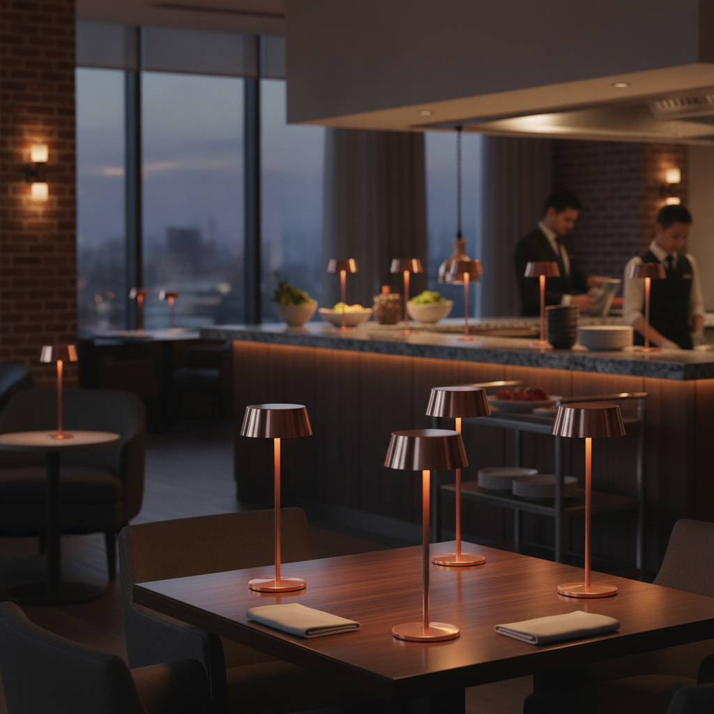 Aluminium Copper Cordless Table Lamp 300mm for Indoor & Outdoor Use (Pack of 6)