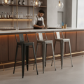 Galvanised Steel High Stools with Backrest 905x420mm for Bars & Pubs (Pack of 4)