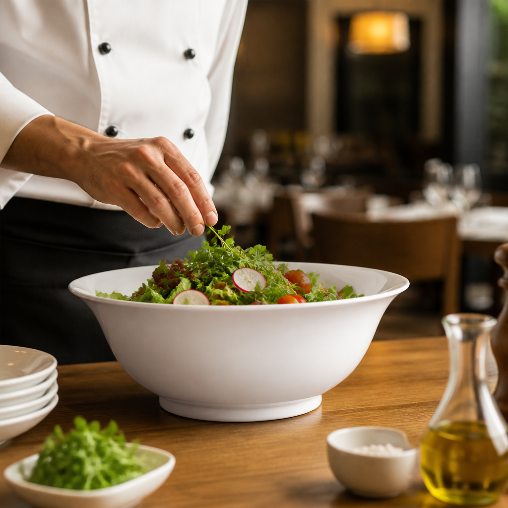 Large Salad Bowl 330mm Porcelain for Restaurants & Cafés