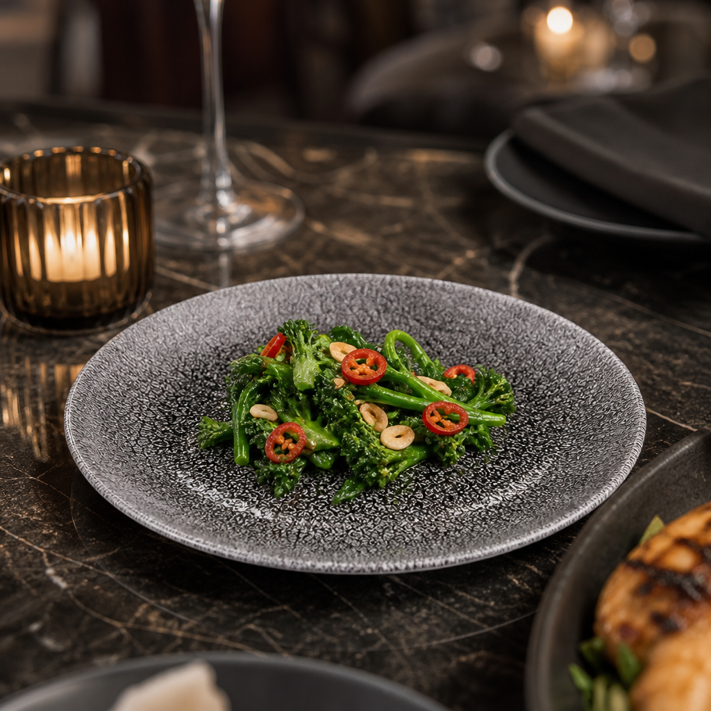 Quartz Black Round Dish 185mm for Serving Sides