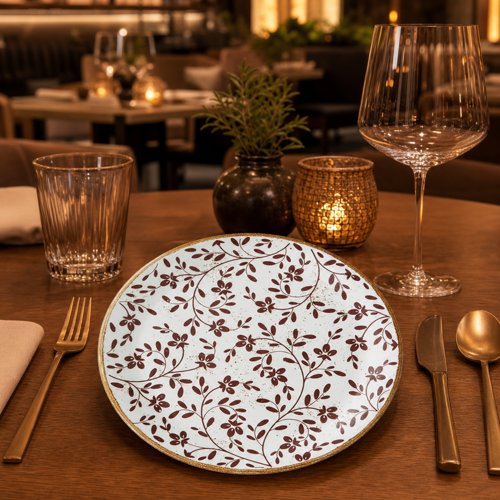 Coupe Plates 255mm Brown Vitrified Ceramic for Stylish Table Settings (Pack of 12)
