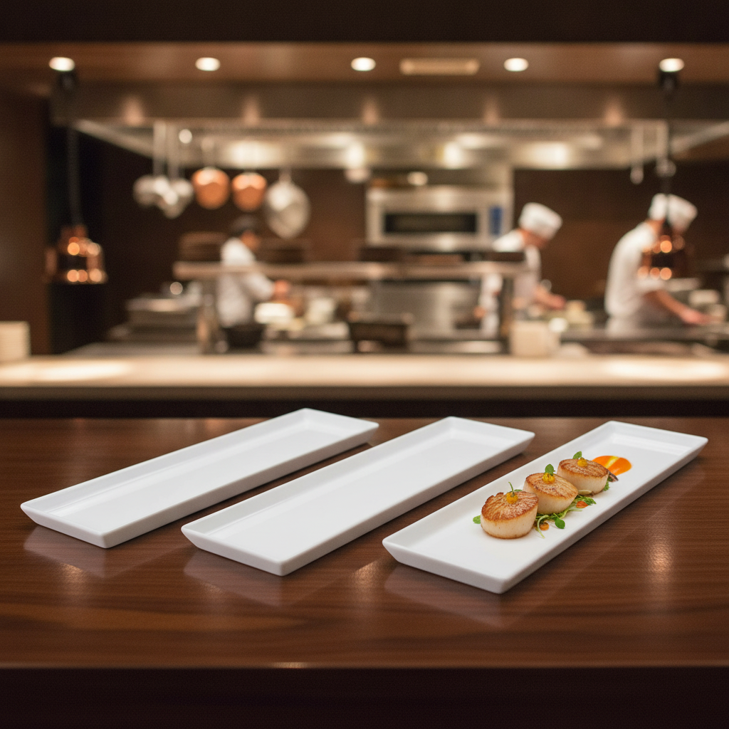Melamine Rectangular Trays 560x153mm for Food Presentation (Pack of 4)