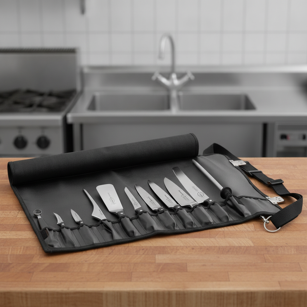German Stainless Steel Knife Set with Roll Bag for Culinary Professionals