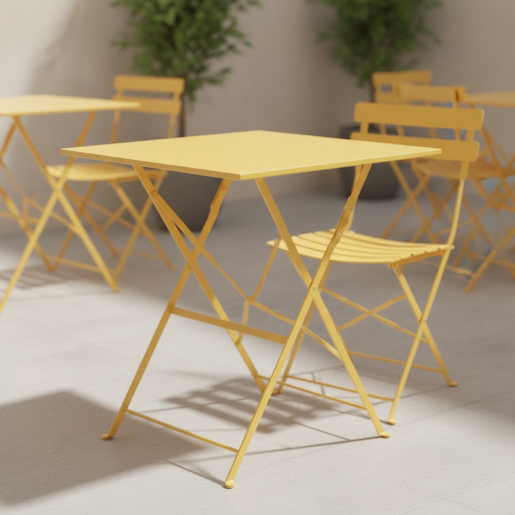 Powder Coated Steel Square Table 600mm for Indoor & Outdoor Use