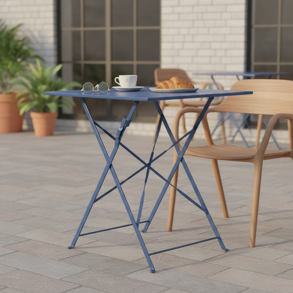 Powder Coated Steel Square Table 600mm for Indoor & Outdoor Use