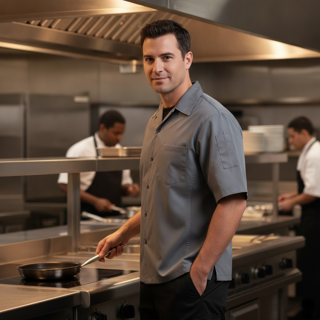 Polycotton Grey Cool Vent Chef's Shirt for Hot Kitchens