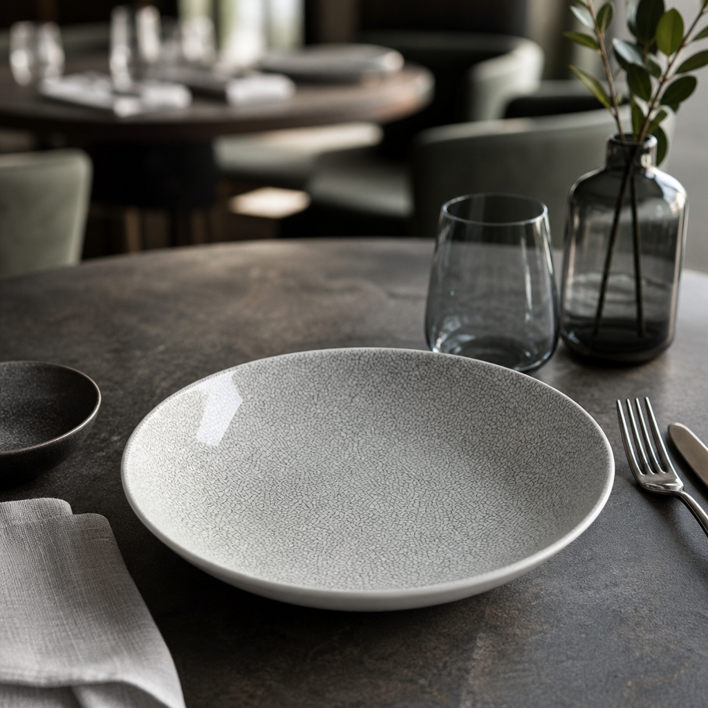 Porcelain Coupe Bowls 253mm in Crackle Grey for Dining & Entertaining - Pack of 12