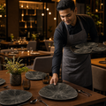 Plates 228mm Black Vitrified Ceramic for Dining (Pack of 12)