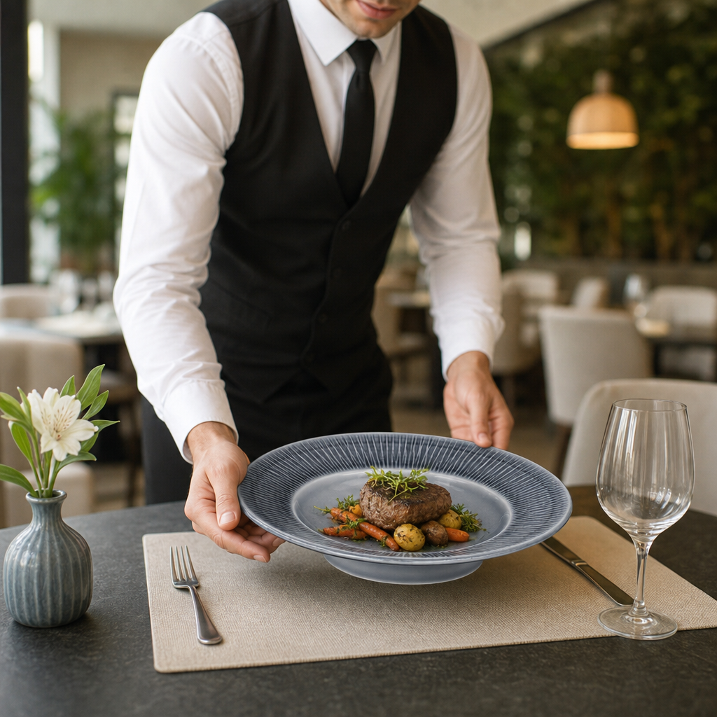 Footed Plates 260mm Vitrified Porcelain for Dining Service (Pack of 12)