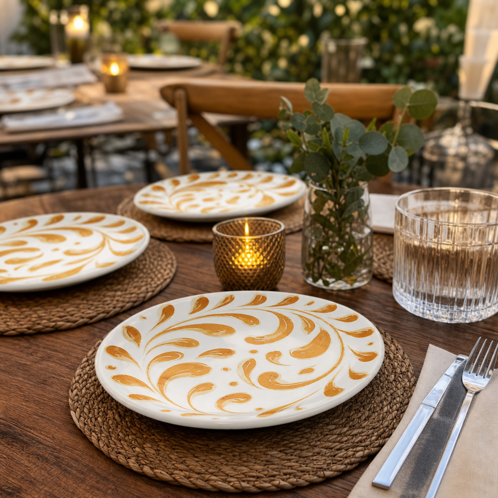 Coupe Plates Amber Vitrified Ceramic for Outdoor Dining (Pack of 12)